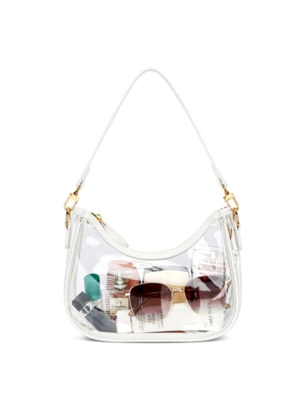 Clear PVC Hobo Shoulder Bag Retro Clutch Underarm Purse Stadium Concert
